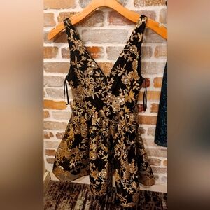 Altar'd State Black and Gold Embellished Dress